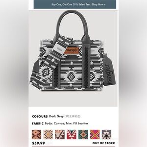 NWOT Sold out gray wrangler purse